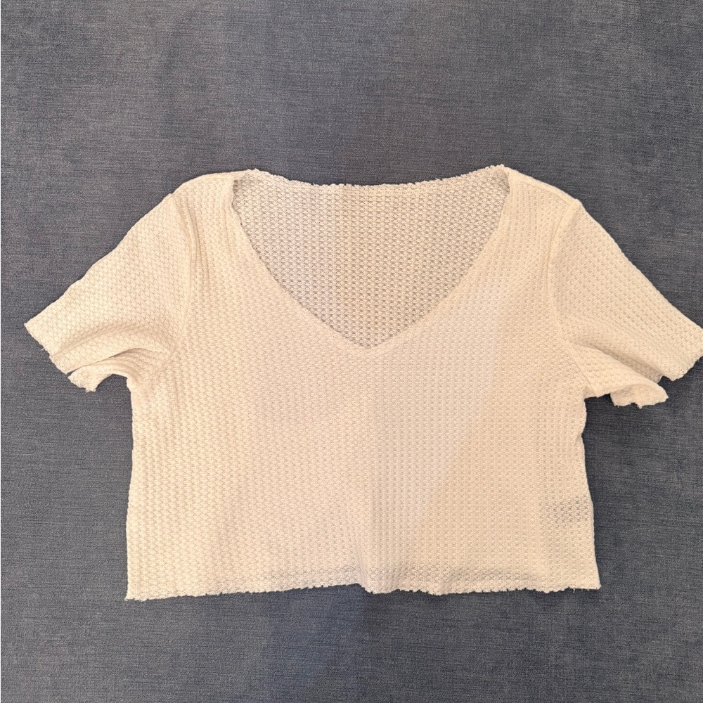 SHEIN Cream Textured Crop Top